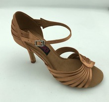 Fashional  comfortable womens latin dance shoes ballroom  salsa shoes tango shoes dark tan satin 6230DT 2024 - buy cheap