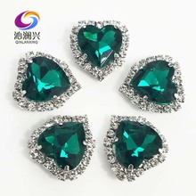 Silver base Malachite green top grade Crystal glass buckle,heart shape sew on rhinestones Diy/jewelry accessories 12mm/14mm/18mm 2024 - buy cheap