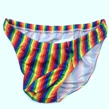 High-quality Men Briefs Underwear U Convex Pouch Lycra Rainbow Stripe Gay Jockstrap Sexy Male Underpants 2024 - buy cheap