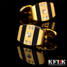 KFLK Jewelry French shirt Fashion cufflinks for mens Brand Gold-color Cuff links Luxury Weddin Buttons High Quality Crystal Gift 2024 - buy cheap