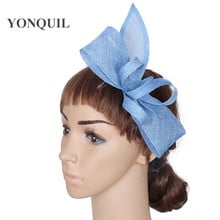 Elegant Imitation Sinamay Fascinators Base With Feather Wedding Headwear Occasion Hats Women Light Blue Hair Accessories 2024 - buy cheap