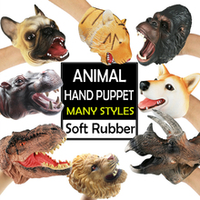 Soft Vinyl Rubber Animal Hand Puppet Shark Dinosaur Dog Tiger Lion Head Gloves Children's toys for story 12 Types 2024 - buy cheap