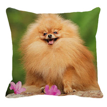 XUNYU Pomeranian Print Linen Pilllowcase Home Sofa Square Cushion cover Animal Dog Pattern Pillow cover AC105 2024 - buy cheap