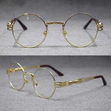 Óculos redondos 50mm vintage, armações de metal, lentes transparentes de aro completo, óculos para miopia, rx able 2024 - compre barato