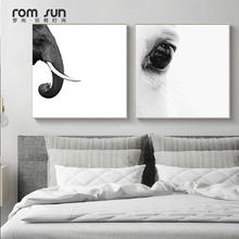 Quadro de pintura de olho de elefante branco preto n com figura de cavalo decoração moderna para parede sala de estar quarto sala de jantar 2024 - compre barato