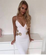 Spaghetti Strap Women Summer Bandage Dress Evening Party Fashion Sleeveless Elegant Sequin Sexy Bodycon Dress Vestidos 2024 - buy cheap