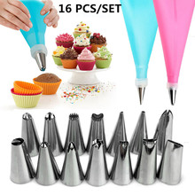 16Pcs/Set Stainless Steel Pastry Nozzles Pastry Bag Converter Cake Decorating Tools Set Icing Piping Cream Nozzle Pastry Tips 2024 - buy cheap