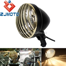 Farol de motocicleta rápido de led retrô com lanterna fina, 6.5 ", alumínio, para harley xs650 bobber, chopper, cafe racer 2024 - compre barato