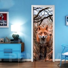 3d Door Sticker Home Decoration Animal Fox Self Adhesive Renew Canvas Print Wall Art PVC Waterproof Wallpaper Paste Pictures 2024 - buy cheap