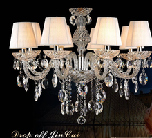 new european style crystal pendant lamp bedroom candle crystal chandelier transparent luxury chandelier with lampshade 2024 - buy cheap