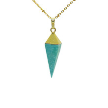 1pc Green Marble Natural Stone Pendant Gem Necklace gold point rhombus Jewelry necklace howlite healing pendant necklace girl 2024 - buy cheap