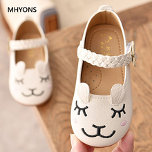 2019 New Fashion Girls Shoes Cute Cartoon Cat Children Leather Single Shoes For Toddlers Kids Princess Shoes Pink White Sneakers 2024 - buy cheap
