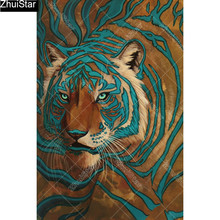 Полноразмерная 5D алмазная живопись «Тигр», вышивка крестиком, мозаика, домашний декор, подарок CJ40 2024 - купить недорого
