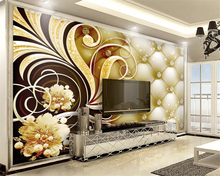 Beibehang-papel tapiz 3d personalizado con diseño de flores, papel tapiz con diseño de flores y joyas doradas de lujo, estilo clásico, de fondo de pared 2024 - compra barato