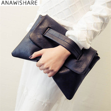 ANAWISHARE Women Leather Handbags Day Clutches Bags Black Crossbody Bags Ladies Envelope Evening Party Bags 2024 - buy cheap