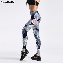 Женские леггинсы для тренировок FCCEXIO, леггинсы с высокой талией для фитнеса, леггинсы с принтом «водоворот», женские брюки, леггинсы большого размера для женщин 2024 - купить недорого