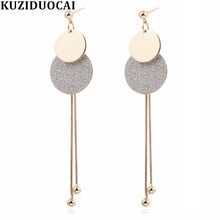 Kuziduocai New Fashion Jewelry Bohe Punk Metal Matte Round Long Tassel Statement Drop Earrings For Women Brincos oorbellen E1857 2024 - buy cheap