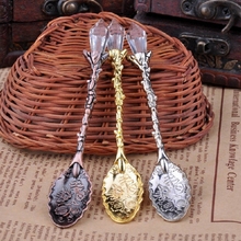 Hot Royal Luxury Vintage Palace Carved Coffee Tea Mini Ice cream Scoop Spoon Mar28 2024 - buy cheap