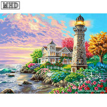 Lançamento 5d faça você mesmo pintura de diamante paisagem farol 3d cruz bordado quadrado decoração de casa kit de adesivo de bordado sc91 2024 - compre barato