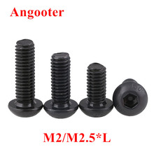 1000pcs M2 M2.5*L Black Steel Hexagon Socket Button head Screw Round Head Mushroom Machine Screws Bolts 2024 - buy cheap