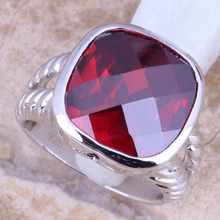 Graceful Red Garnet Silver Plated  Women's Ring Size 6 / 7 / 8 / 9 R1279 2024 - buy cheap