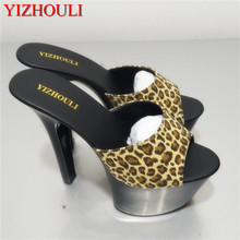 HOT SALE 6 Inch High Heel Sandals NEW Fashion Women Dress Sexy Shoes 17cm Crystal Shoes Exotic Dancer Slippers 2024 - buy cheap