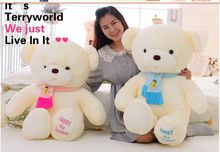 Stuffed toy happy for lovers bear plush toy scarf bear throw pillow Christmas gift w1990 2024 - buy cheap