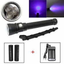 UV flashlight for scorpion 3x UV LED light 395nm Ultraviolet lamp 18650 lanterna underwater torch with power indicator 2024 - buy cheap