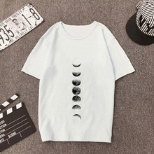 Camiseta con estampado de Luna para mujer, ropa de sección delgada, Tops para mujer, camiseta blanca Harajuku, camiseta de manga corta para mujer 2019 2024 - compra barato