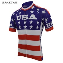 Camiseta de ciclismo con bandera nacional de EE. UU. Para hombre, ropa de manga corta, ropa de ciclismo, ropa de ciclismo braetan 2024 - compra barato