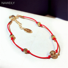 NAWEILY Newest Gold Ball Charm Bracelet For Women Girl Men Lucky Red String Friendship Wish Bracelets Jewelry Gift NWLS263 2024 - buy cheap