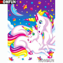 HOMFUN-pintura de diamante 5D DIY "unicornio de dibujos animados", cuadrados o redondos de imitación bordado de diamantes, estilo punto de cruz 5D, decoración del hogar, A14720 2024 - compra barato