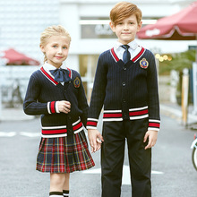 Kids Kindergarten Uniforms Children Pupils V - Neck Cardigan Uniforms Set Aristocratic School Uniforms Students Classwear D-0588 2024 - buy cheap