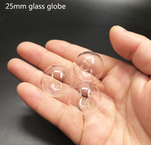 Mini bola de vidro para cabochões, 25mm, mini garrafa de vidro em miniatura com contas bolhas, colar pingente orb orifício único, acessórios claros 200 peças 2024 - compre barato