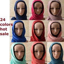 Nuevo diseño Super suave liso bufanda, algodón viscosa hijab color sólido, bufanda de arruga ondulada, hijab musulmán, musulmán diadema 10 unids/lote 2024 - compra barato