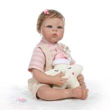 Reborn Silicone Lifelike Baby Doll 55cm Real touch Play baby doll Vinyl Newborn Boutique bedtime boneca birthday gift doll 2024 - buy cheap
