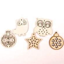 Christmas Owl Pattern Wooden Scrapbooking Collection Craft Handmade DIY Accessory Home Decoration 42-45mm 10pcs 2024 - buy cheap