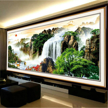 Needlework,DIY Precision Printed Landscape Painting Cross Stitch,Rising Sun Sets For Embroidery kits Cross-Stitch Waterfall 2024 - buy cheap