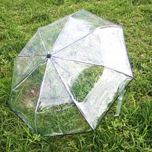 Простой прозрачный зонт, ветроустойчивый складной автоматический пластиковый ветрозащитный зонт, уличные принадлежности 2024 - купить недорого