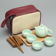 Японский чайный набор кунг-фу открытый керамический портативный дорожный чайник с двумя или четырьмя чашками 2024 - купить недорого