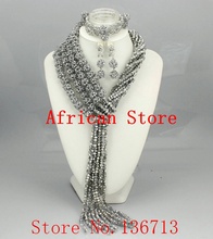 Púrpura boda de Nigeria Africana perlas conjunto de joyas de cristal granos africanos traje conjunto de joyas envío gratis BS402-9 2024 - compra barato