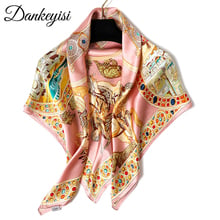 Dankeyisi designer lenço de seda das mulheres bandana hijab cachecol inverno grande toalha quadrada 100% de seda natural feminino foulard femme cachecóis 2024 - compre barato