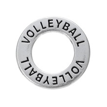 Myshape Jewelry Alloy Antique SIlver Plated Volleyball CIrcle Washer Affirmation Charms Compatible With Bracelet Wholesale 20pcs 2024 - buy cheap