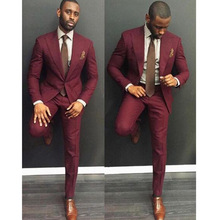 Classic Style wine red Men Suit Slim Fit 2 Pieces burgundy Groom Tuxedos Groomsman Wear mens Wedding Prom Dress Suits For Men 2024 - buy cheap