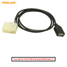 FEELDO 1Pc Car Audio Female USB Cable Adapter Connector For BYD F3/F3R/F6/G3/G3R/G6/L3 CD Player USB Wire #AM5664 2024 - buy cheap