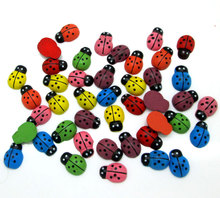 100Pcs Mixed Ladybug Wooden Buttons Flatback Cabochon Scrapbooking Crafts Wood Knopf Bouton Kawaii Decor Diy Accessories 2024 - buy cheap