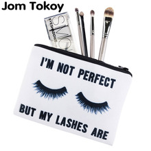 Jom tokoy-bolsa de maquiagem, branca, estampa 3d, simples, cosmética, para mulheres 2024 - compre barato