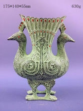 Exquisite Chinese bronze sculpture wine vessel - double peacock 2024 - buy cheap