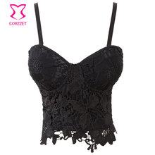 Sutiã tomara que caia 100% algodão, preto/branco, floral, push up, para festas, estilo sexy 2024 - compre barato