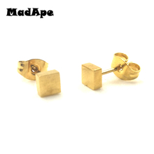 MadApe Classic 4mm Square Stainless Steel Stud Earrings Gold Color Earrings Never Fade For Women Elegant Stud Earrings Jewelry 2024 - buy cheap